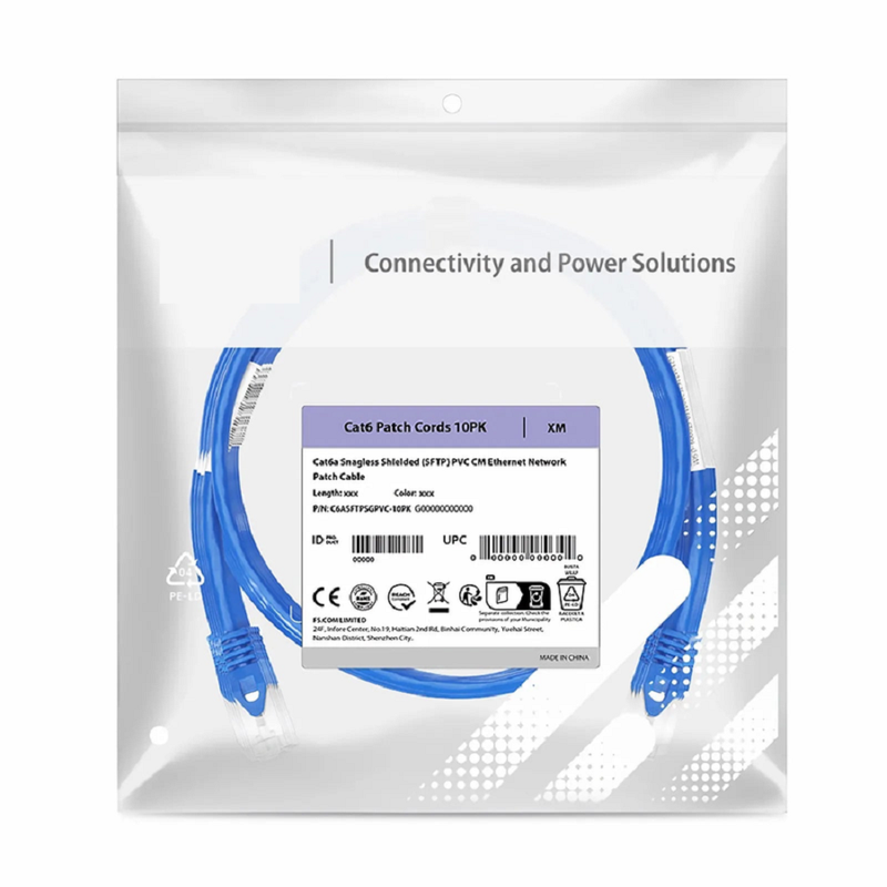 Refurb Squared 3ft (0.9m) Cat6 28AWG Snagless Unshielded (U/UTP) PVC CM Small Diameter High-Flex Ethernet Network Patch Cable, Blue, (10pcs/pack)