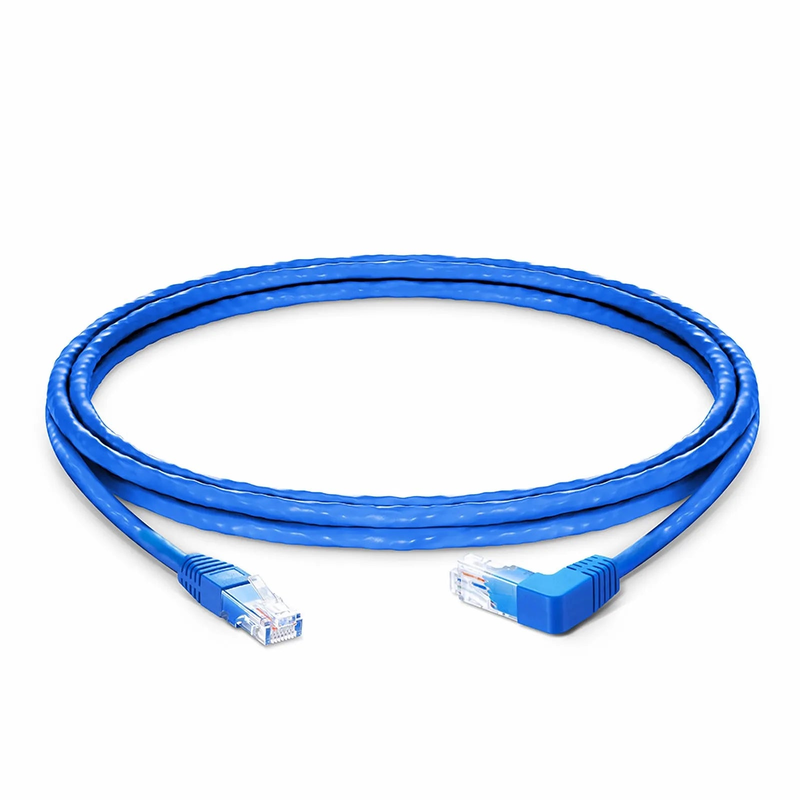 Refurb Squared 5ft (1.5m) 90 Degree Cat6 26AWG Snagless Unshielded (U/UTP) PVC CM Ethernet Network Patch Cable, RJ45 Right Angle UP Male to RJ45 Male, Blue