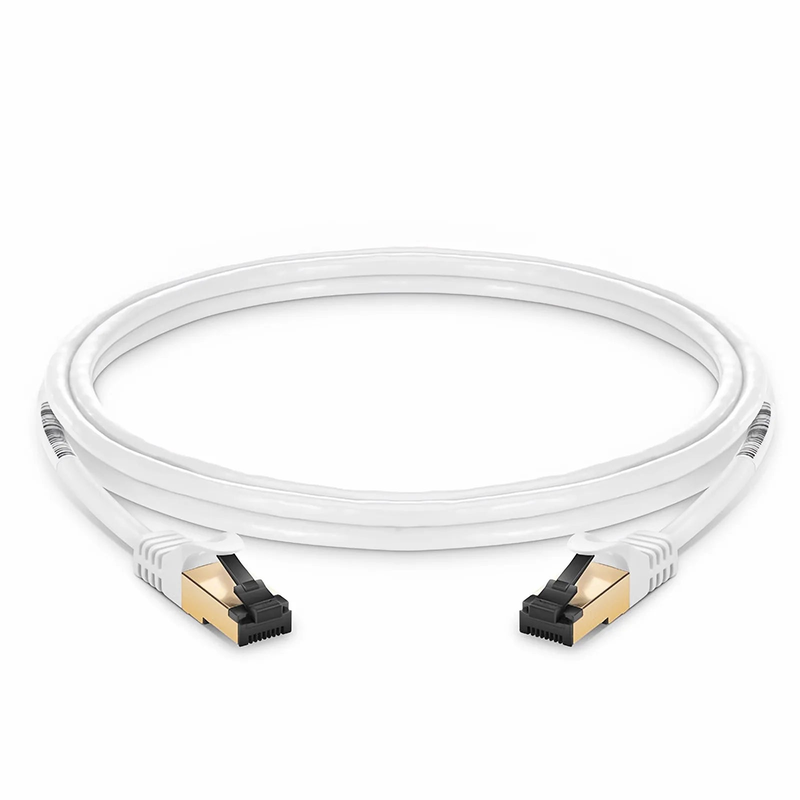 Refurb Squared 10ft (3m) Cat8 28AWG Snagless Shielded (S/FTP) PVC CM Ethernet Network Patch Cable, Off-White