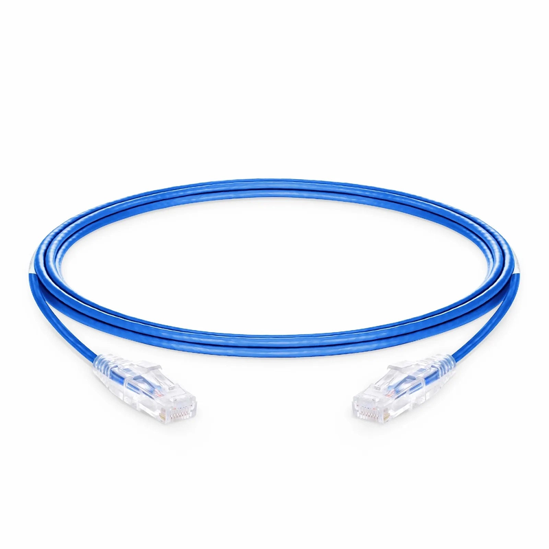 Refurb Squared 16ft (4.9m) Cat6a 28AWG Snagless Unshielded (U/UTP) PVC CM Small Diameter High-Flex Ethernet Network Patch Cable, Blue