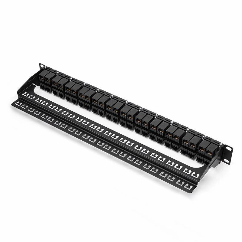 Refurb Squared Cat6 High Density Coupler Patch Panel, 48-Port, 1RU, Cable Management Bar Included