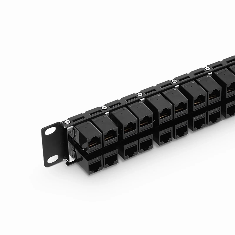 Refurb Squared Cat6 High Density Coupler Patch Panel, 48-Port, 1RU, Cable Management Bar Included