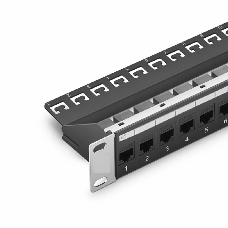 Refurb Squared Cat5e Coupler Patch Panel, 24-Port, 1RU, Cable Management Bar Included