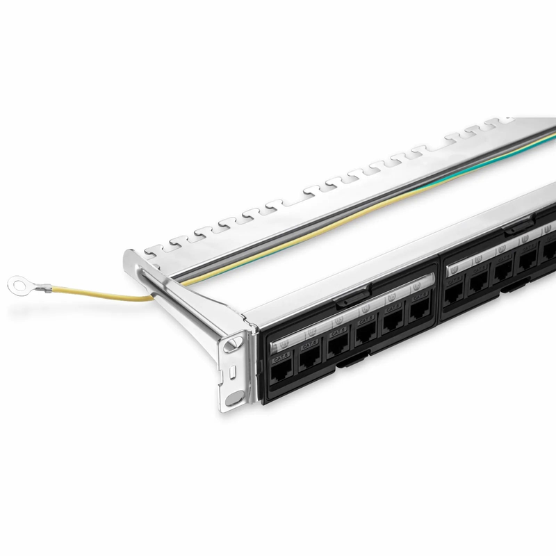 Refurb Squared FDMP Cat6a Unshielded Coupler Recessed Patch Panel, 24-Port, 1RU, Cable Management Bar Included