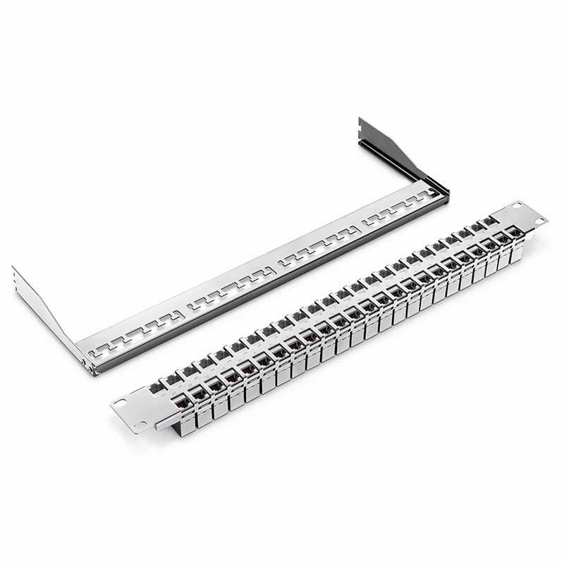 Refurb Squared FDMP Cat6a Shielded Coupler Flat Patch Panel, 48-Port, 1RU, Cable Management Bar Included