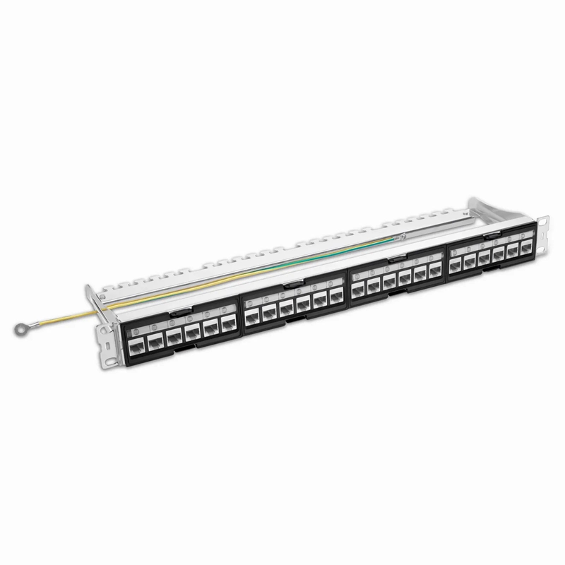 Refurb Squared FDMP Cat6a Shielded Coupler Recessed Patch Panel, 24-Port, 1RU, Cable Management Bar Included