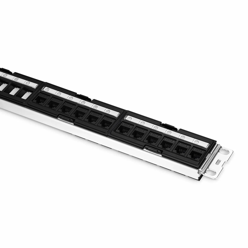 Refurb Squared FDMP Cat6a Unshielded Coupler Recessed Patch Panel, 24-Port, 1RU, Cable Management Bar Included