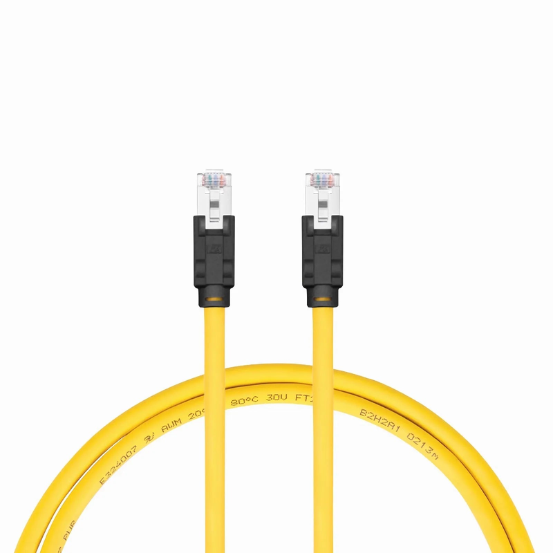 Refurb Squared 33ft (10m) Industrial Cat6a Shielded (S/FTP) PUR Ethernet Network Patch Cable, Yellow