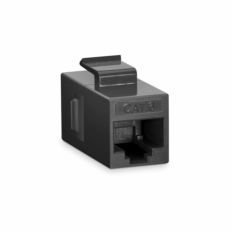 Refurb Squared Cat6 Keystone RJ45 Coupler, Unshielded, Female to Female Insert Inline Coupler - Black (12pcs/Pack)