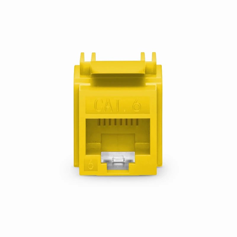 Refurb Squared Cat6 RJ45 (8P8C) Unshielded Punch Down Keystone Jack Module, Yellow, 12Pcs/Pack