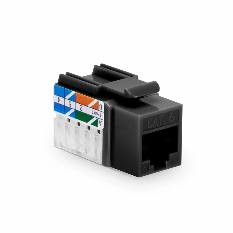 Refurb Squared Cat6 RJ45 (8P8C) Unshielded Punch Down Keystone Jack Module, Black, 12Pcs/Pack