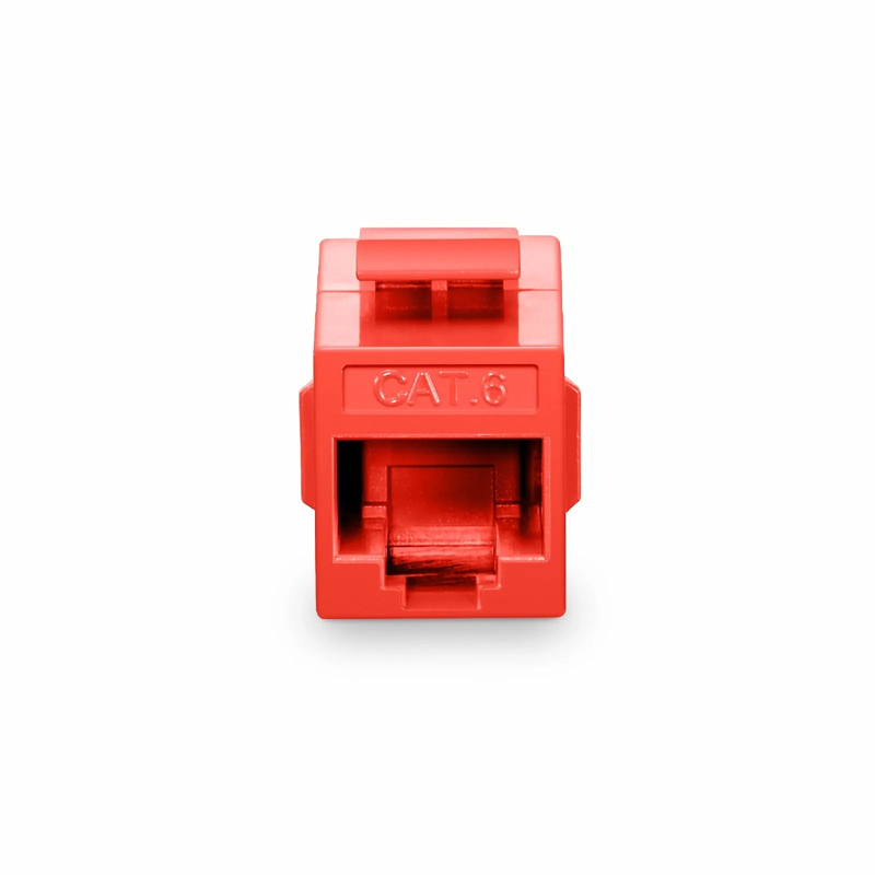 Refurb Squared Cat6 Keystone RJ45 Coupler, Unshielded, Female to Female Insert Inline Coupler - Red (12pcs/Pack)