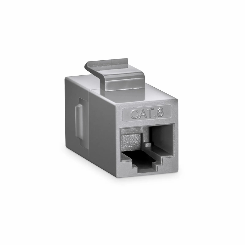 Refurb Squared Cat6 Keystone RJ45 Coupler, Unshielded, Female to Female Insert Inline Coupler - Gray (12pcs/Pack)
