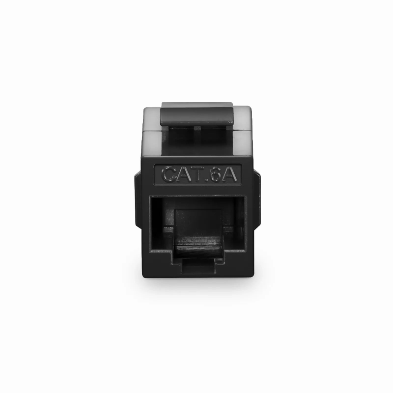 Refurb Squared Cat6a Keystone RJ45 Coupler, Unshielded, Female to Female Insert Inline Coupler - Black (12pcs/pack)