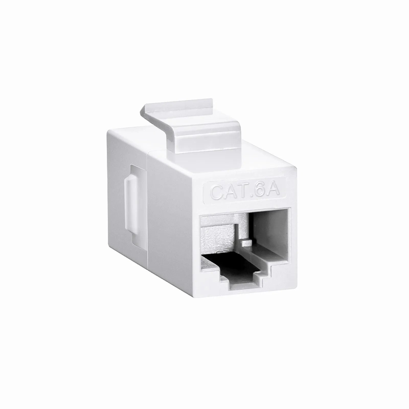 Refurb Squared Cat6a Keystone RJ45 Coupler, Unshielded, Female to Female Insert Inline Coupler - White (12pcs/pack)