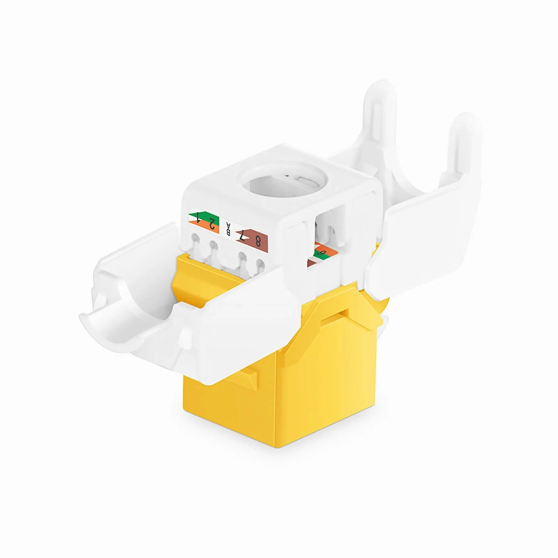 Refurb Squared Cat6 RJ45 (8P8C) Unshielded Toolless Keystone Jack Module, Yellow (10 pcs/Pack)