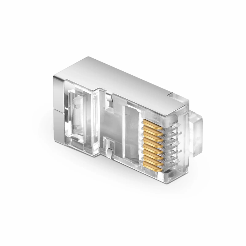 Refurb Squared Cat5e RJ45 Standard Modular Plugs, Shielded Network Connectors for 24~26AWG Twisted Pair Solid or Stranded Cable (50/Pack)