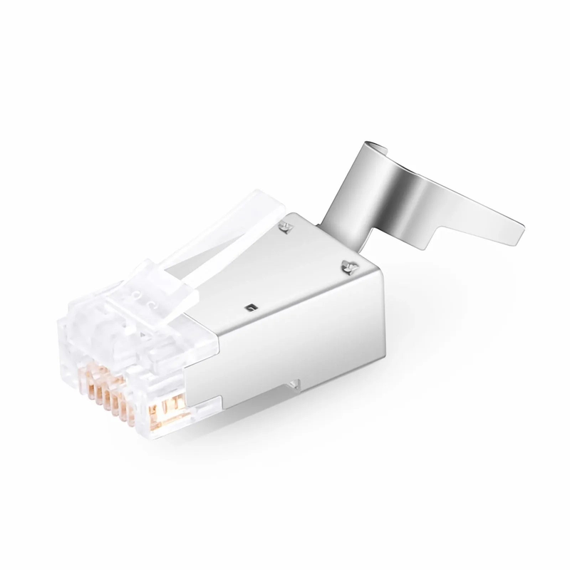 Refurb Squared Cat5e RJ45 Pass Through Modular Plugs, Shielded Network Connectors for 24AWG Twisted Pair Solid or Stranded Cable (50/Pack)