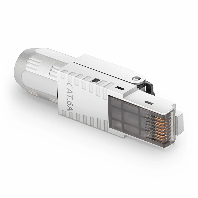 Refurb Squared Cat5e/Cat6/Cat6a RJ45 Tool-Free Modular Plugs, Shielded Network Connectors for 23~26AWG Twisted Pair Solid or Stranded Cable (10/Pack)