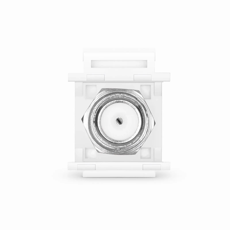 Refurb Squared Feedthrough SyncEase F-Connector, Nickel-Plated, White Housing