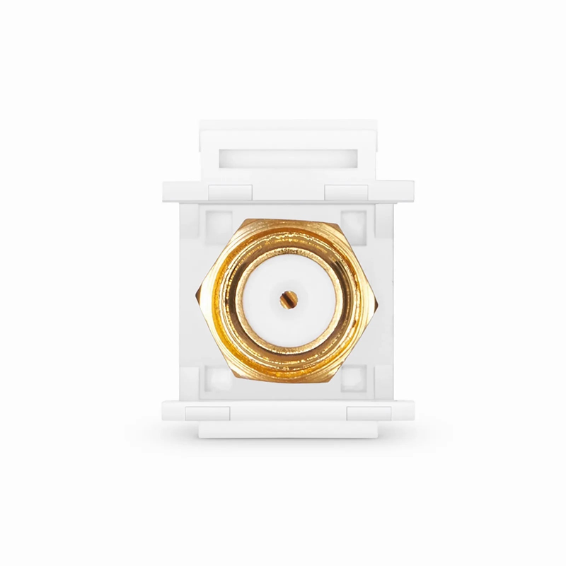 Refurb Squared Feedthrough SyncEase F-Connector, Gold-Plated, White Housing