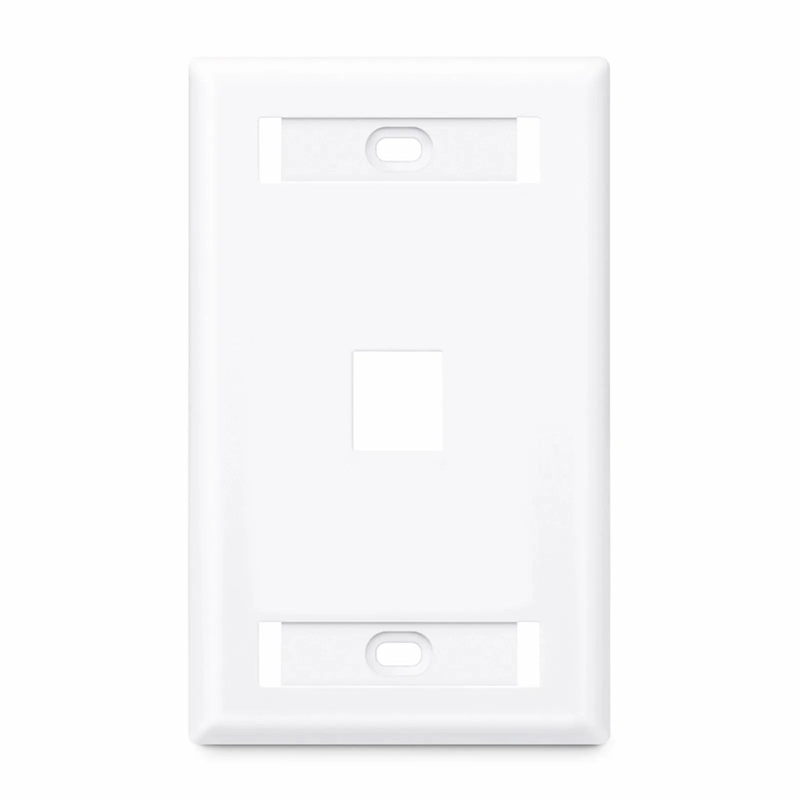 Refurb Squared Single Gang Keystone Faceplate, Label Pockets, 1 Port, White, 4.49'' x 2.76''