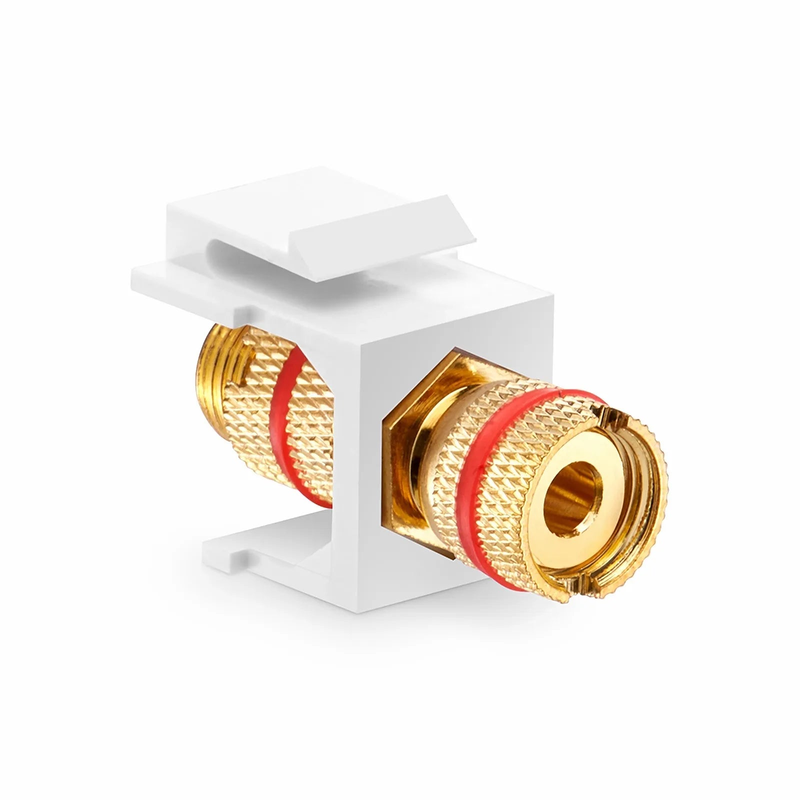 Refurb Squared Binding Post SyncEase Coupler, Red Stripe, White Housing