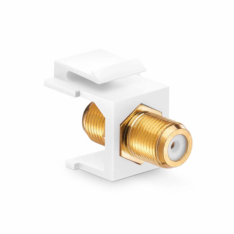 Refurb Squared Feedthrough SyncEase F-Connector, Gold-Plated, White Housing
