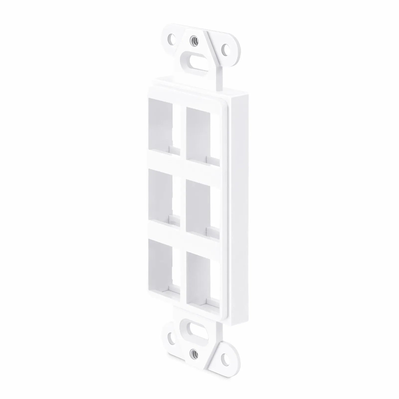 Refurb Squared Faceplate Frame Keystone Insert, 6 Ports, White, 4.09'' x 1.40''