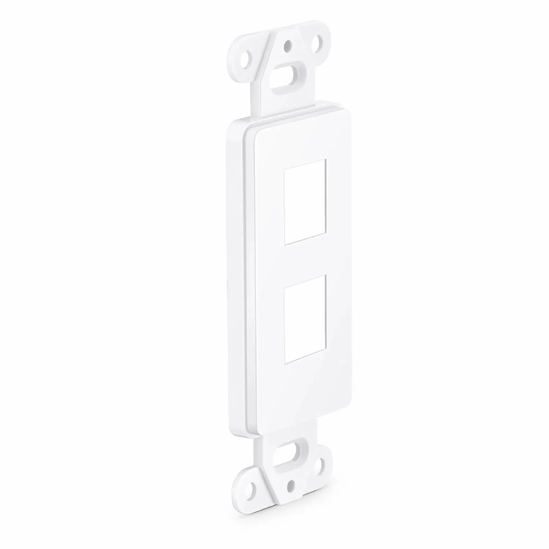 Refurb Squared Faceplate Frame Keystone Insert, 2 Ports, White, 4.09'' x 1.40''