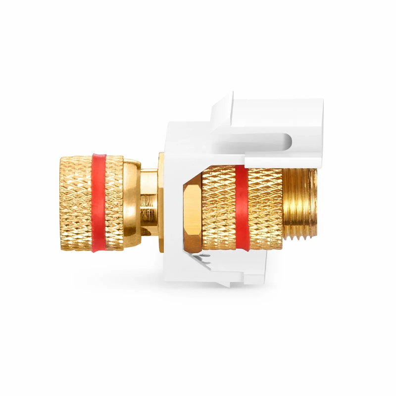Refurb Squared Binding Post SyncEase Coupler, Red Stripe, White Housing
