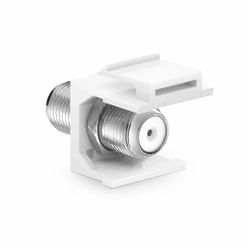 Refurb Squared Feedthrough SyncEase F-Connector, Nickel-Plated, White Housing