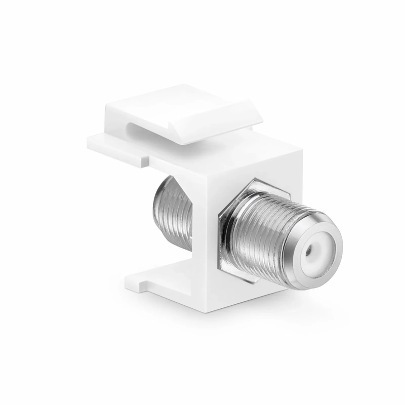 Refurb Squared Feedthrough SyncEase F-Connector, Nickel-Plated, White Housing