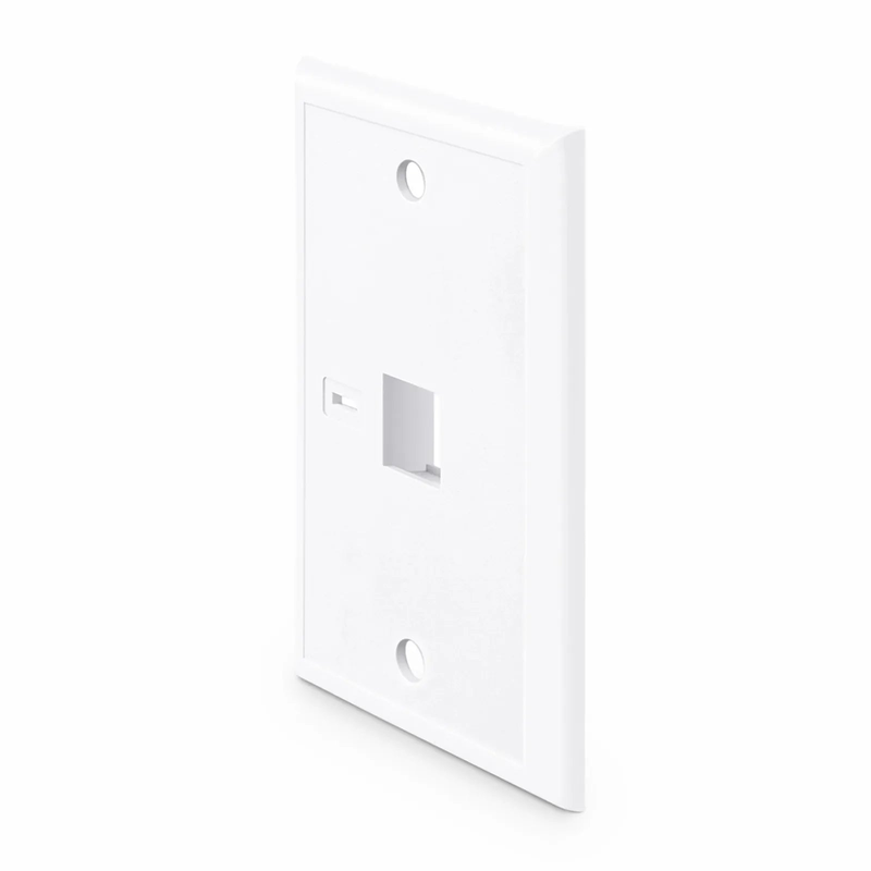 Refurb Squared Single Gang Keystone Faceplate, Computer and Telephone Identification Icons, 1 Port, White, 4.49'' x 2.76''
