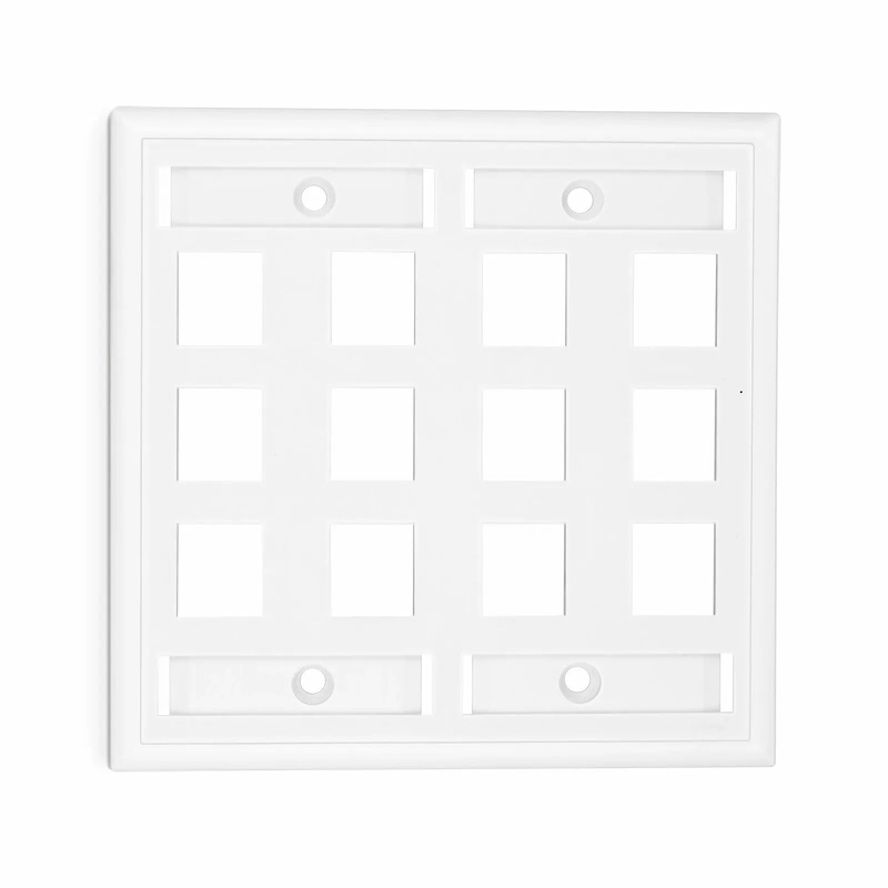 Refurb Squared SyncEase Single Gang Twelve Port Keystone Faceplate, Label Pockets, White