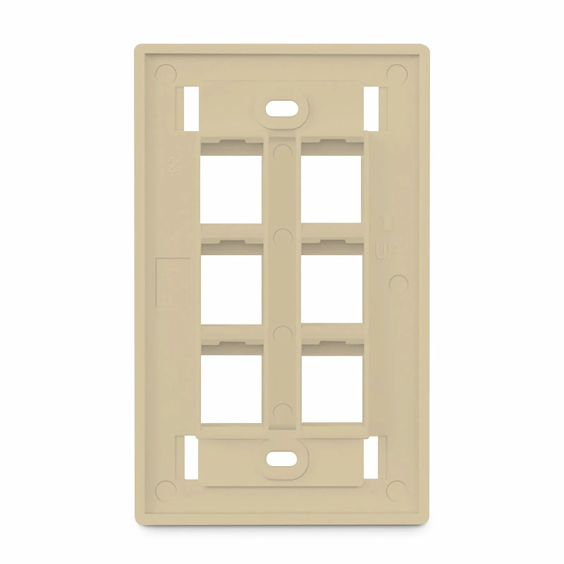 Refurb Squared SyncEase Single Gang Six Port Keystone Faceplate, Label Pockets, Ivory