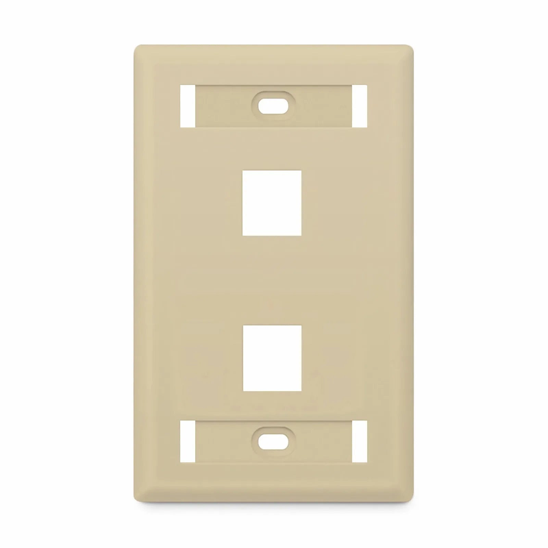 Refurb Squared SyncEase Single Gang Two Port Keystone Faceplate, Label Pockets, Ivory