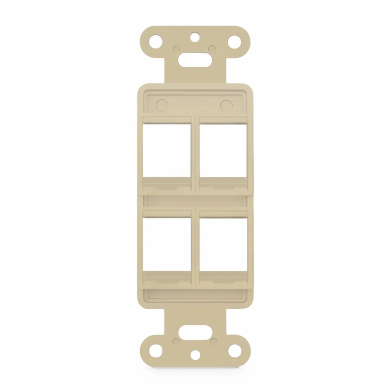 Refurb Squared SyncEaseFFSystem Faceplate Frame Keystone Insert, 4 Ports, Ivory, 4.09'' x 1.4''
