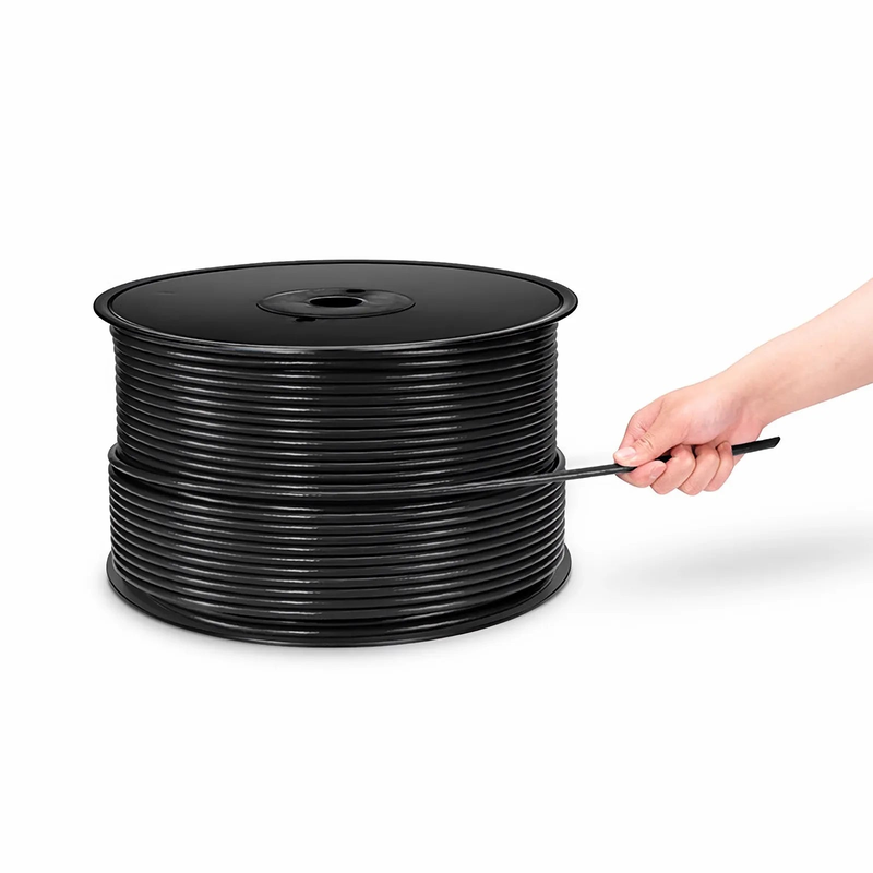 Refurb Squared Cat6 Ethernet Bulk Cable, 1000ft (305m), UL Listed, 23AWG Solid Pure Bare Copper Wire, 550MHz, Unshielded (UTP), PVC CMR, with Reel (Black)