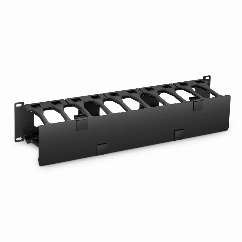 Refurb Squared Horizontal Single Sided High Capacity Cable Manager, 2RU, Finger Duct with Cover, 4.56 in. Depth