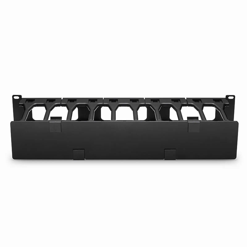 Refurb Squared Horizontal Single Sided High Capacity Cable Manager, 2RU, Finger Duct with Cover, 4.56 in. Depth