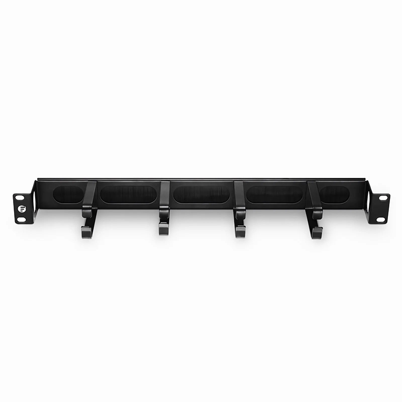 Refurb Squared Recessed Horizontal Single Sided Pass-Thru Manager, 1RU, 4 D-rings & Brush Strip, 3.46 in. Depth