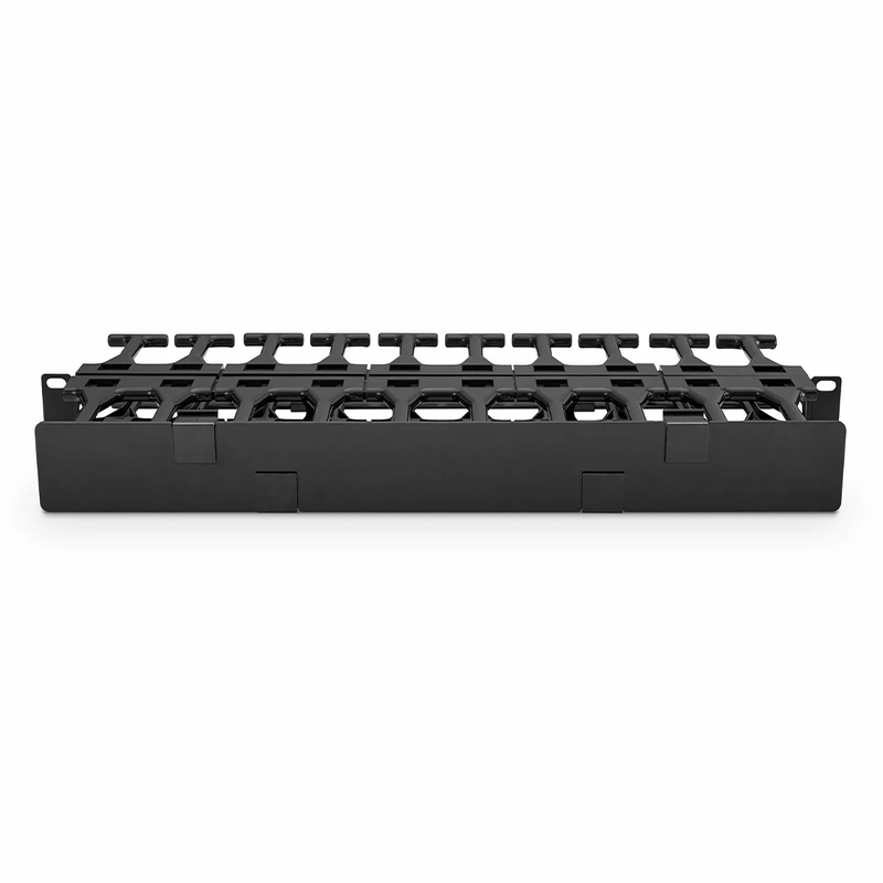 Refurb Squared Horizontal Dual Sided High Capacity Cable Manager, 1RU, Finger Duct with Cover, 9.07 in. Depth