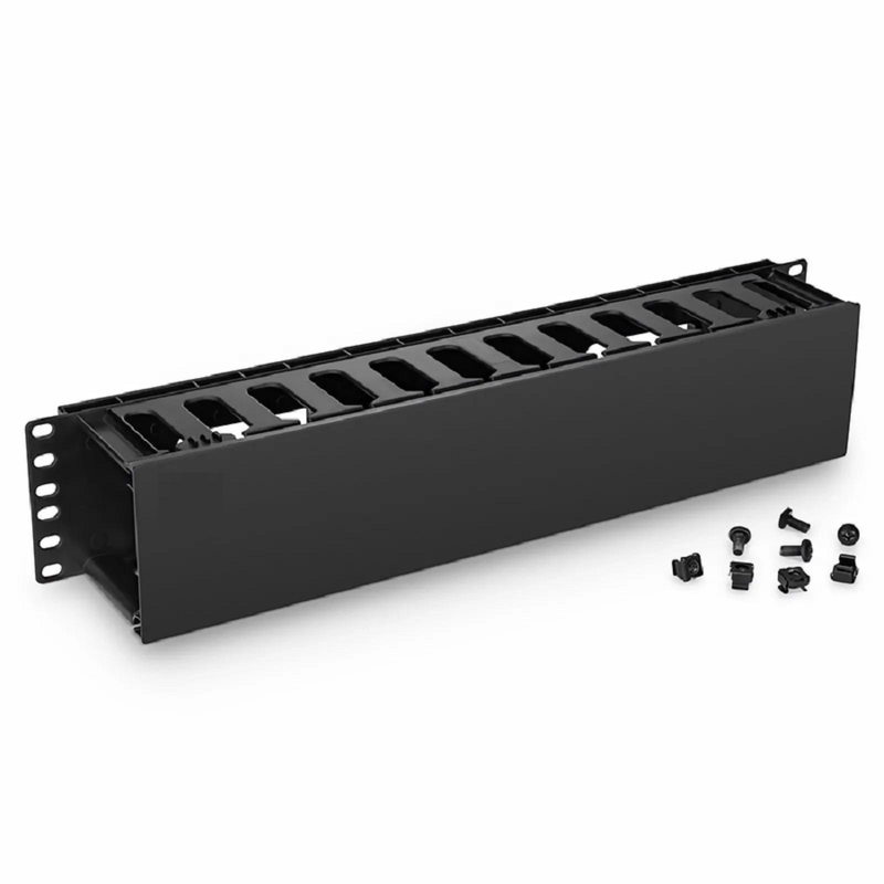 Refurb Squared Horizontal Single Sided Manager, 2RU, Finger Duct with Cover, 3.43 in. Depth