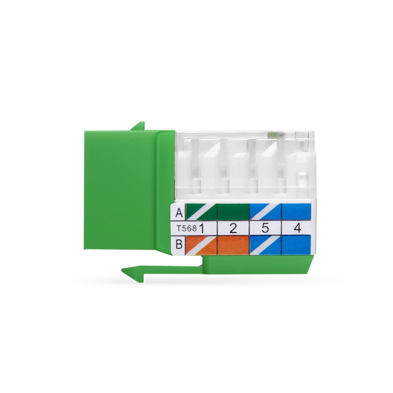 Refurb Squared Cat6 RJ45 (8P8C) Unshielded Punch Down Keystone Jack Module, Green, 12Pcs/Pack
