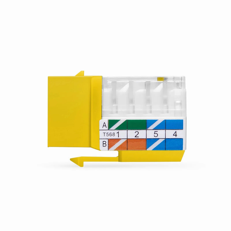 Refurb Squared Cat6 RJ45 (8P8C) Unshielded Punch Down Keystone Jack Module, Yellow, 12Pcs/Pack