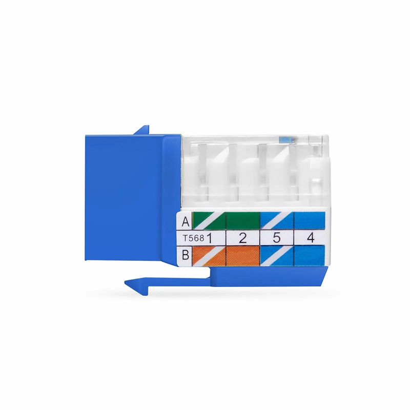 Refurb Squared Cat6 RJ45 (8P8C) Unshielded Punch Down Keystone Jack Module, Blue, 12Pcs/Pack