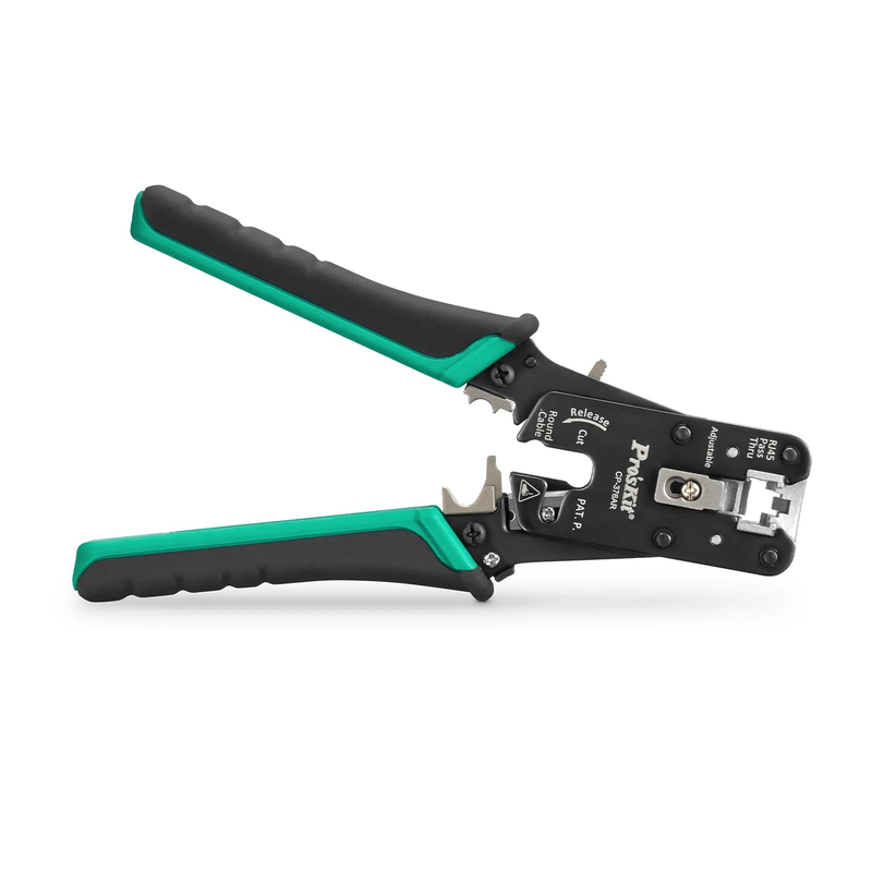 Refurb Squared Cat5/6/7 RJ45 Pass-Through Professional Modular Crimper with Built-in Wire Cutter and Stripper