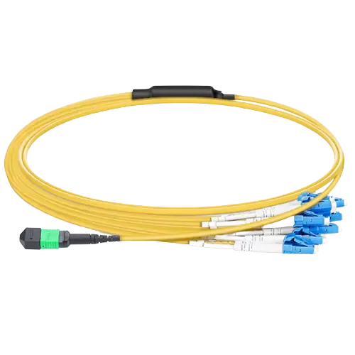 2m (7ft) MPO-16 APC (Female) to 8x LC Duplex UPC Single-mode (OS2) Harness, Type B, LSZH, Yellow SFPS