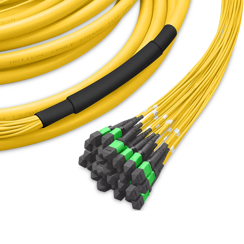 35m (115ft) Pre-terminated MPO 4x4 Shuffle Trunk Cable, 256 Fibers, 32xMPO-8 APC (Male) to 32xMPO-8 APC (Male), Single Mode (OS2), Type 4, LSZH, 0.35dB Max, Breakout 80cm, Yellow SFPS